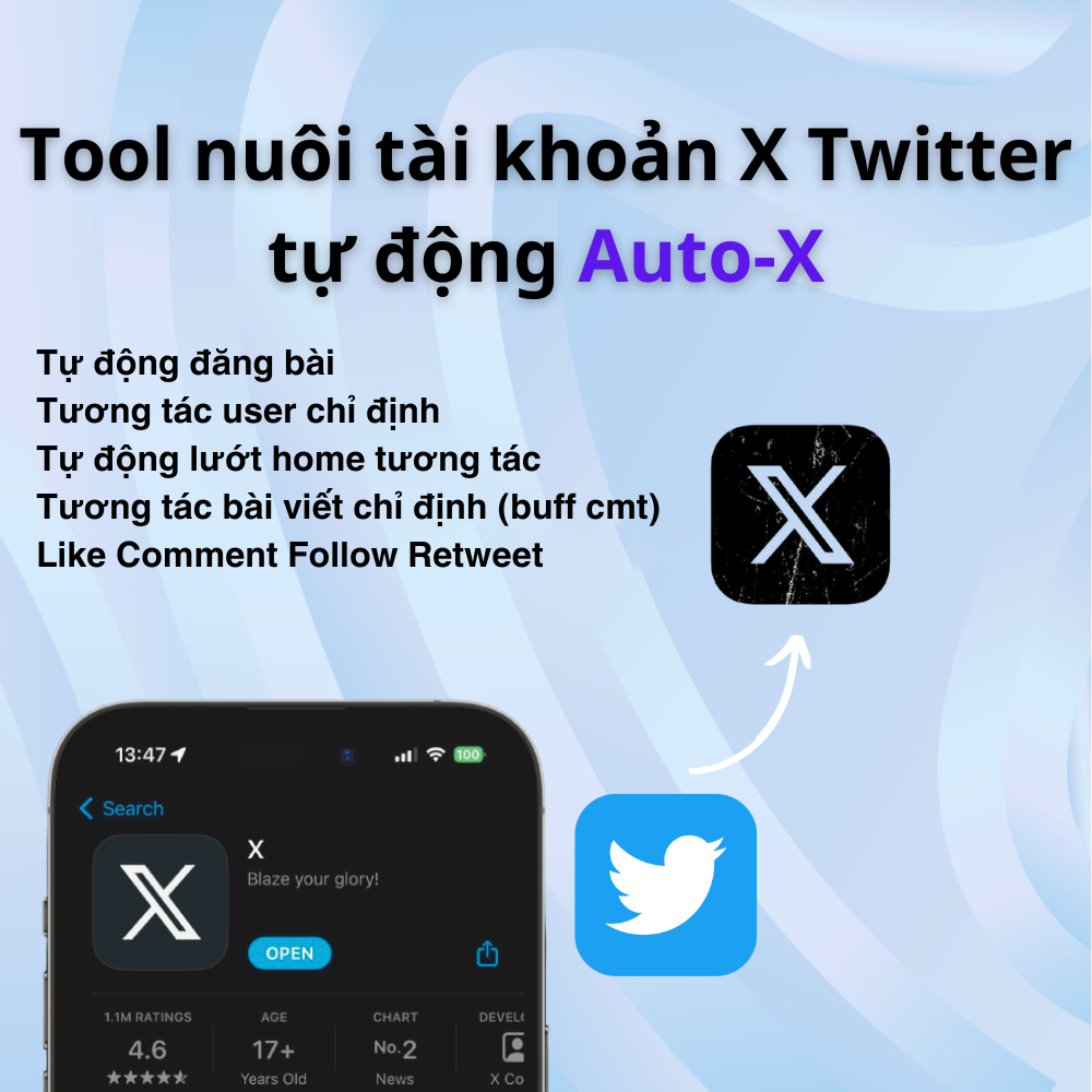 Tool Auto-X - Tool nuôi tài khoản X tự động - Tool tương tác X, Twitter tự động - Tool đăng bài tự động tất cả trong 1