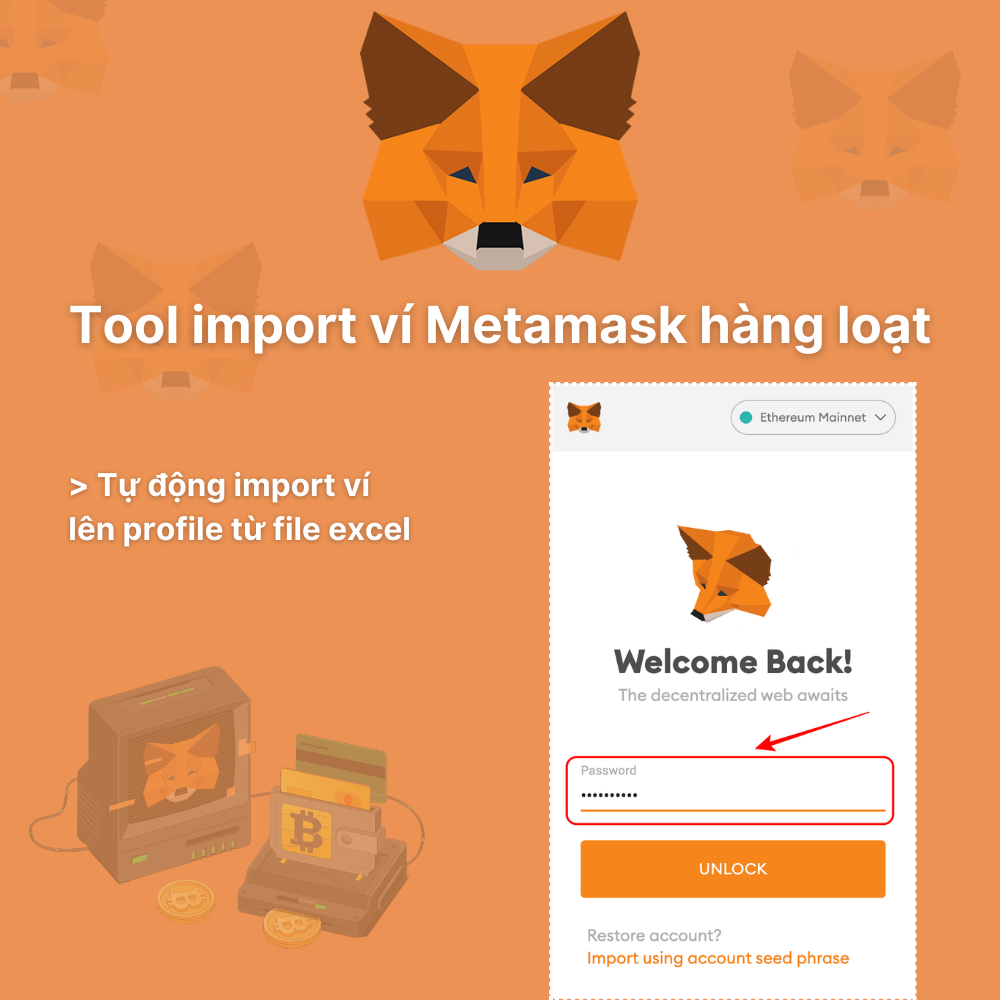 Tool nhập ví Metamask hàng loạt lên profile từ excel - Metamask Auto Import Tool From Excel