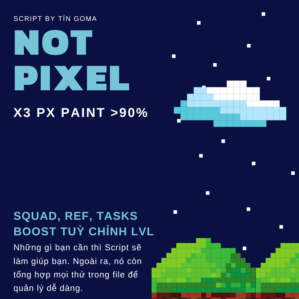 Not Pixel - Click Paint x3 PX >90% - Join Squad - Tasks - Boosts - Ref - NotPixel