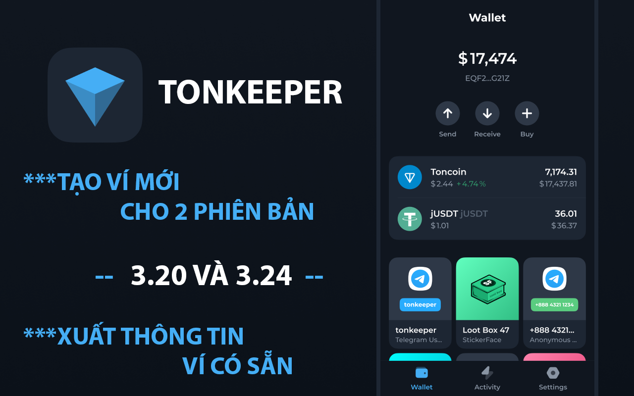 TONKEEPER - tạo ví mới và xuất thông tin ví