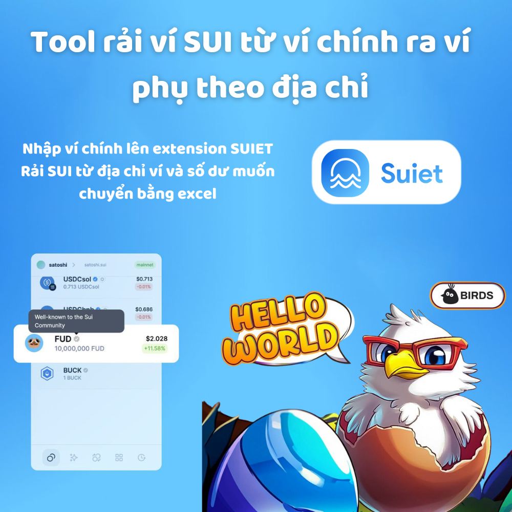 Airdrop BIRD - Tool Rải SUI Qua Các Ví Phụ - Send SUI Multi Ví - Airdrop BIRD SUI - Hỗ Trợ AE Chơi BIRD SUI Nhiều Acc