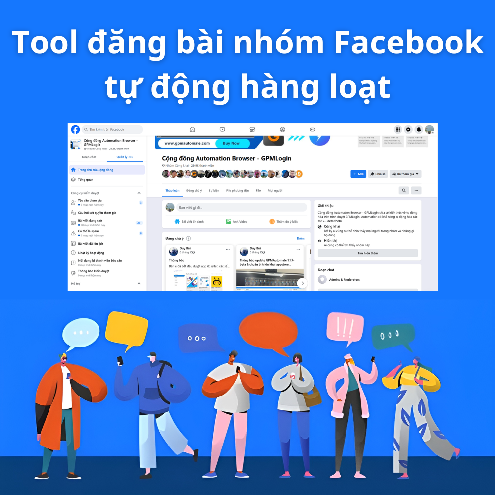 Tool đăng bài group Facebook, đăng bài nhóm Facebook tự động - Tool nuôi tài khoản Facebook - Tool seeding Facebook