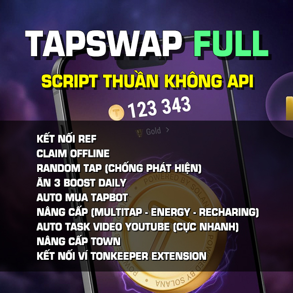 TAPSWAP BẢN FULL (REF, CLAIM OFFLINE, RANDOM TAP, 3 BOOST DAILY, TAPBOT, NÂNG CẤP BOOSTS, NÂNG CẤP TOWN, LÀM TASK VIDEO, KẾT NỐI TONKEEPER)