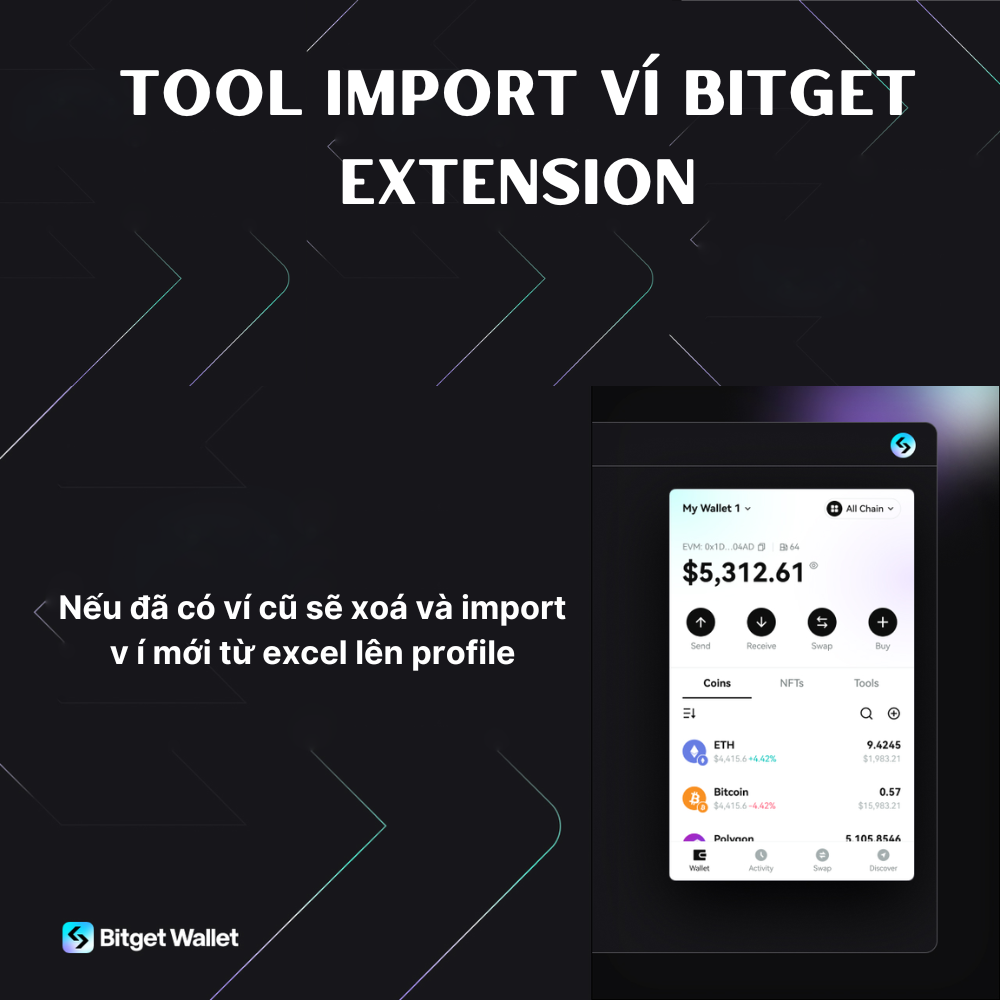 Tool import ví Bitget lên profile từ Excel - Import Bitget Extension