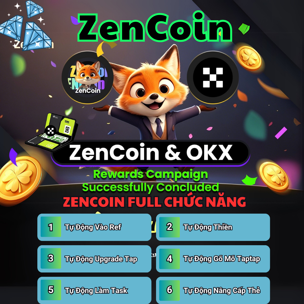 ZENCOIN SCRIPT AIRDROP - Script Làm Airdrop ZenCoin Hoàn Toàn Tự Động ( Vào Ref , Gõ Mõ , Ngồi Thiền , Nâng Cấp Lợi Nhuận , Làm Full Task ) - Zencoin Automation Tool