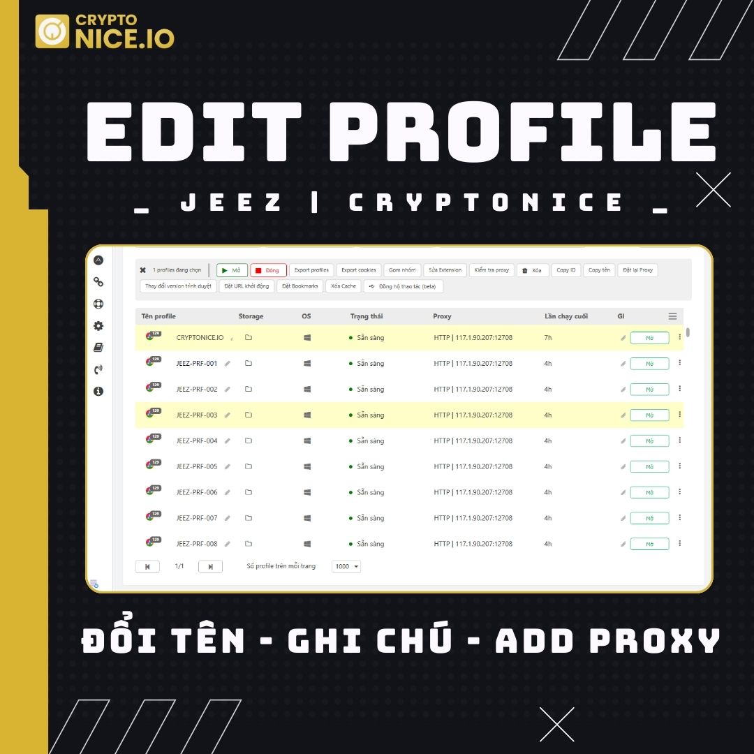 [ JEEZ ] ĐỔI TÊN, THÊM GHI CHÚ, ADD PROXY HÀNG LOẠT CHO PROFILE GPM ✅