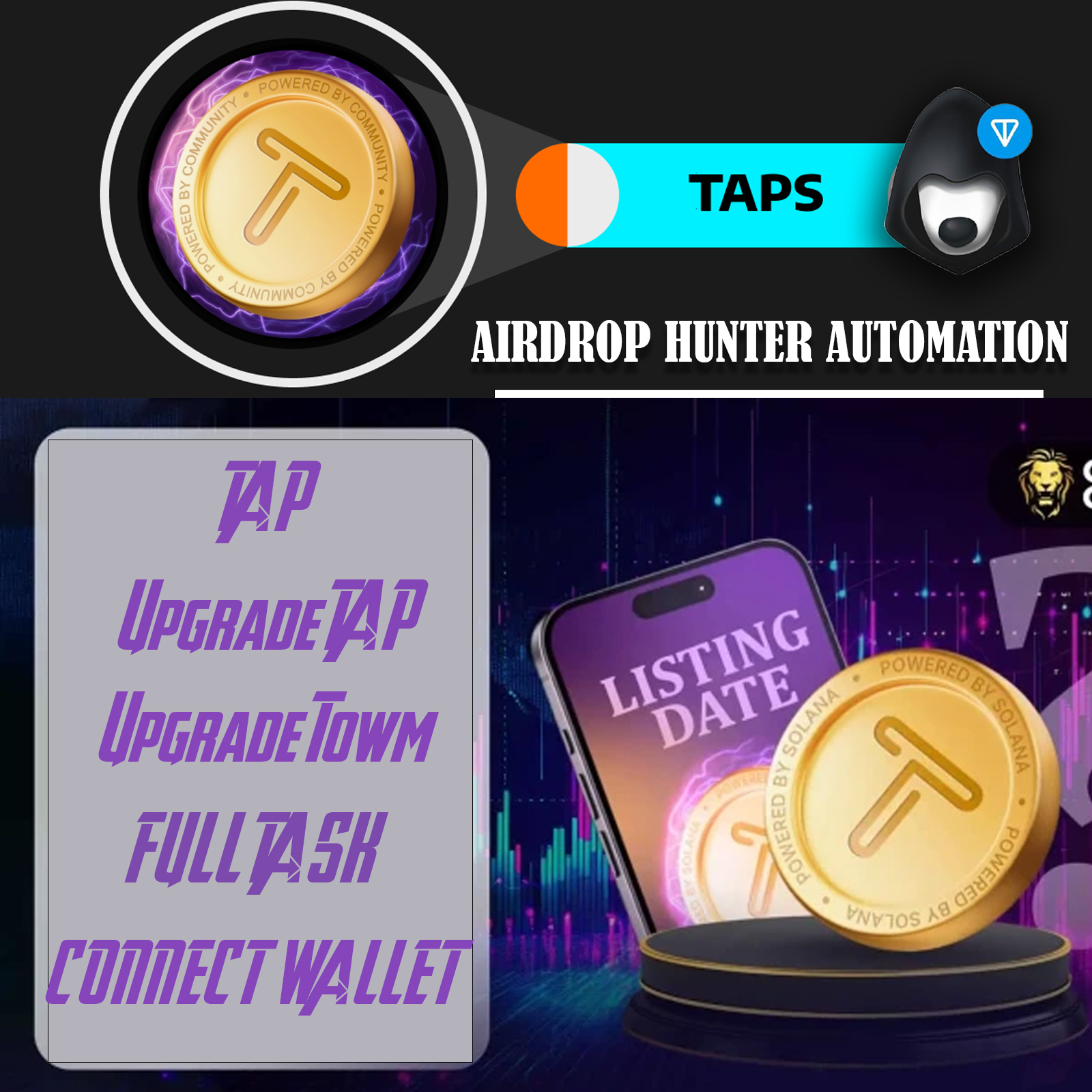 TAPSWAP FULL AIRDROP END 20/1/2025 ( TAP, UP LEVEL, UPGRADE TOWN, FULL TASK, CONNECT WALLET OKX)