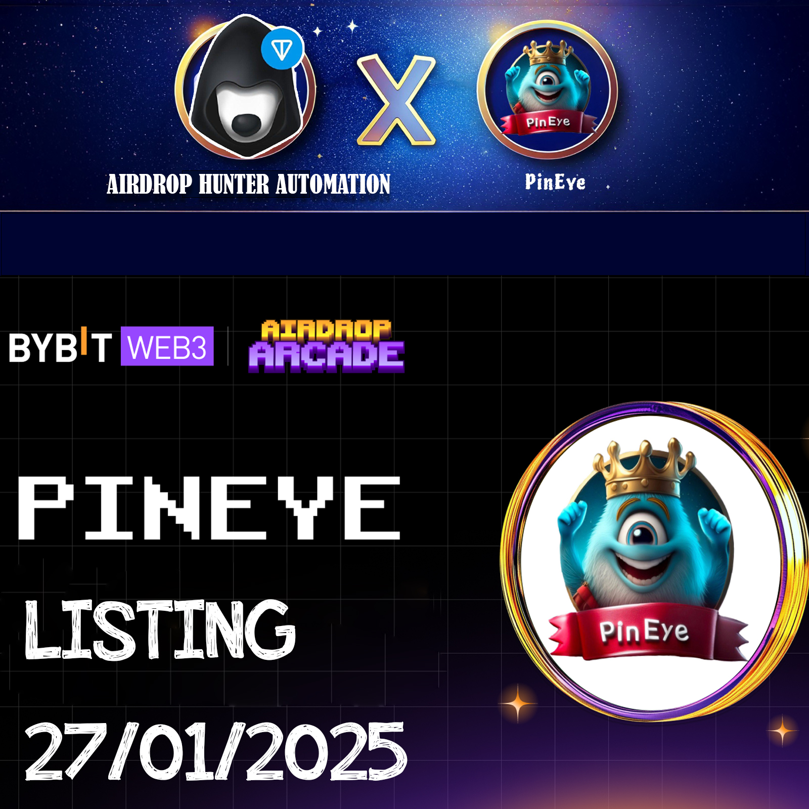 Airdrop PinEye Listing 27/1 FULL ( REF, NHẬP CODE HÀNG NGÀY, ĐIỂM DANH, NÂNG CARD, THIỀN, TASK FULL, ACADEMY,.V.V... )