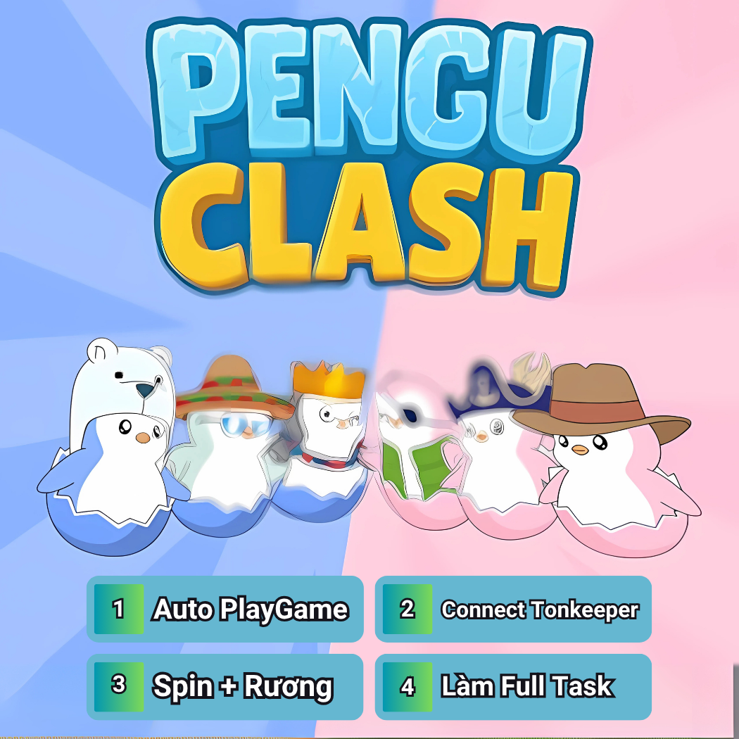 Script Pengu AIRDROP - Script Làm Airdrop Pengu Full Chức Năng A-Z ( Auto PlayGame , Làm Full Task , Connect Ví Tonkeeper , Check in , Claim Rương , Spin ) - Pengu Script Automation Tool