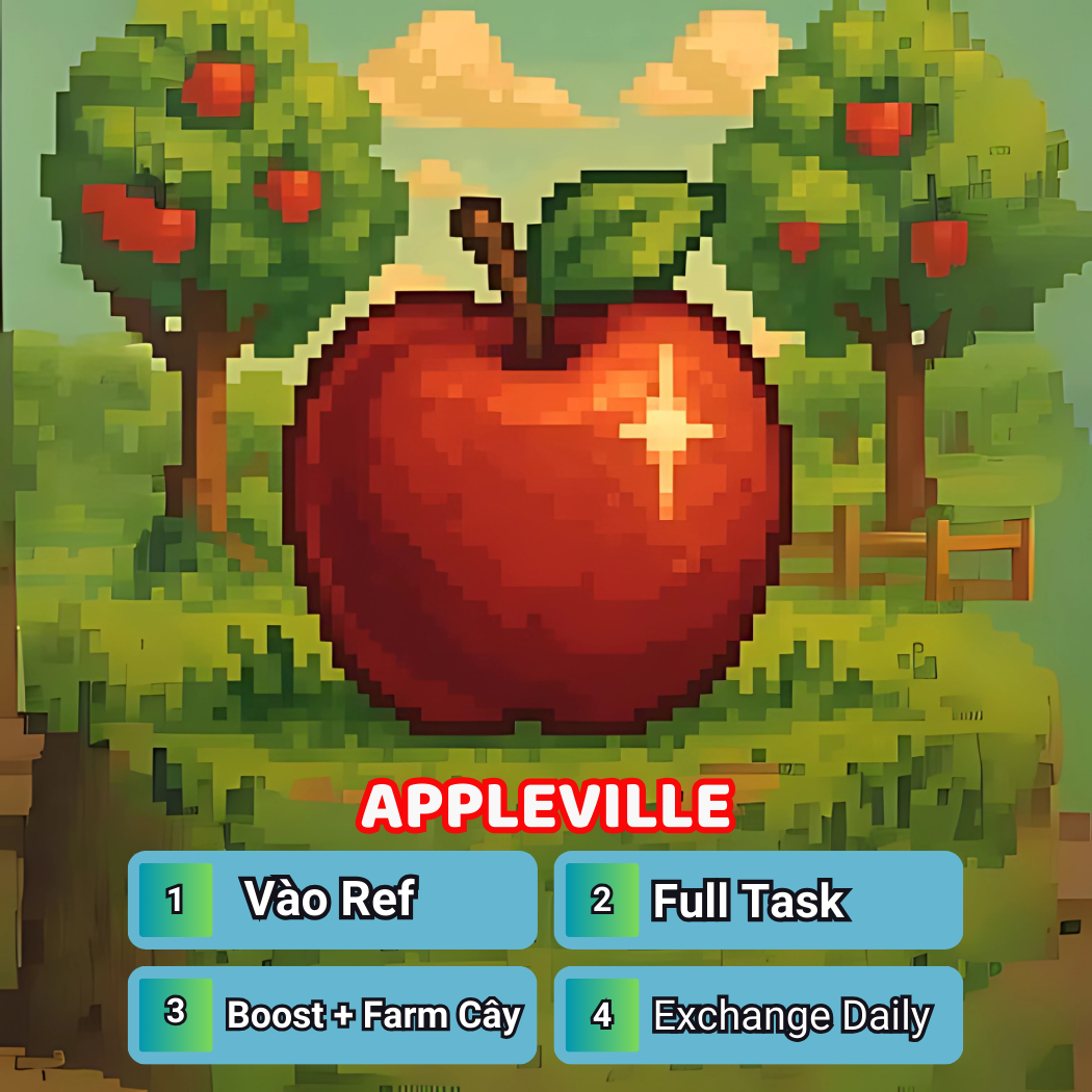 Script Làm Airdrop Appleville Full ( Vào Ref , Boost + Farm Cây , Connect Ví , Auto Full Task , Exchange Daily ) - Script GameFi AIRDROP
