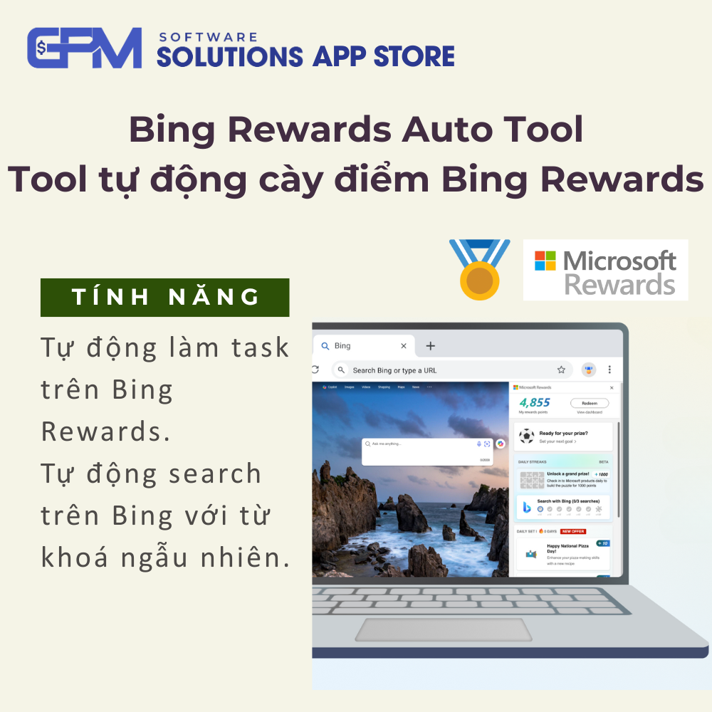 Tool tự động cày điểm Bing Rewards - Bing Rewards Auto Tool