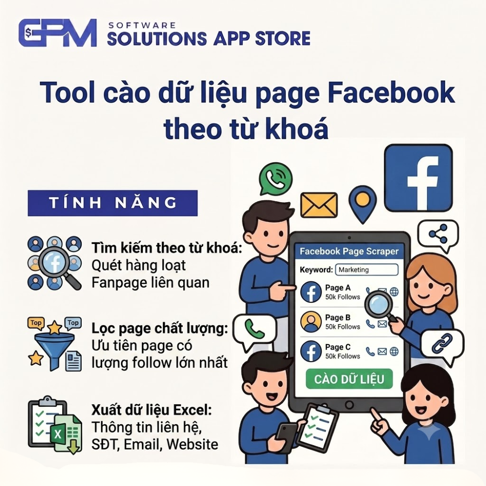 Tool cào dữ liệu page Facebook theo từ khoá | Facebook page scraper tool by keyword
